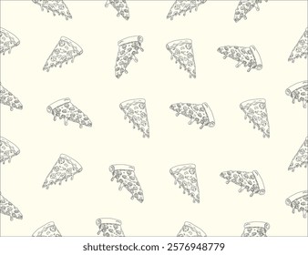 slice of pizza.  Pizza pattern background. Pizza Slices Pattern background. Pizza seamless pattern for restaurant packaging background. Junk food seamless pattern.