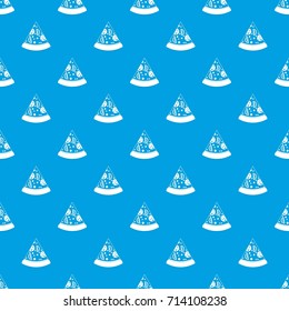 Slice of pizza pattern repeat seamless in blue color for any design. Vector geometric illustration