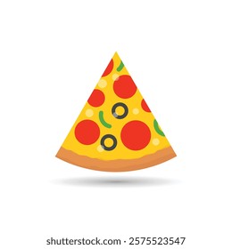 slice of pizza with pepperoni flat vector color icon for food apps and web