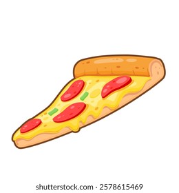 A Slice of Pizza Pepperoni Vector Illustration Isolated Sticker