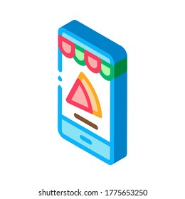Slice Pizza Phone Icon Vector. Isometric Slice Pizza Phone isometric sign. color isolated symbol illustration