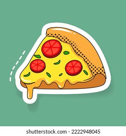 A slice of pizza. Pop art comics style of hand drawing