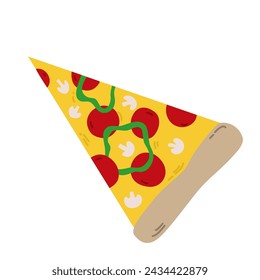 Slice of Pizza with Salami, fast food.
