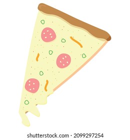 A slice of pizza with sausage