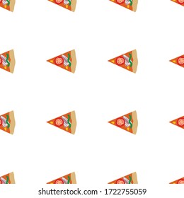 slice of pizza seamless pattern element , isolated on clean white background 
