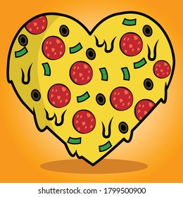 slice of pizza in the shape of heart