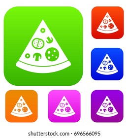 Slice of pizza in simple style isolated vector illustration