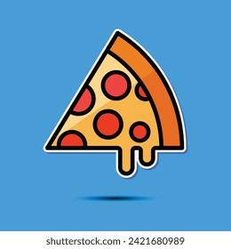 A slice of pizza sticker vector illustration 