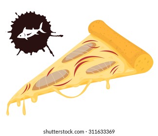 slice of pizza with tuna and marking fish icon