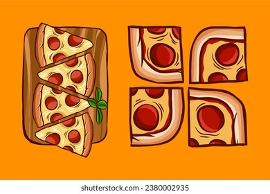 slice pizza vector art ilustration