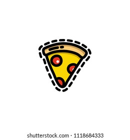 A slice of pizza, vector cartoon and doodle illustration. Pizzeria concept design