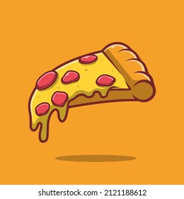 A slice of pizza Vector Cartoon Illustration on isolated background