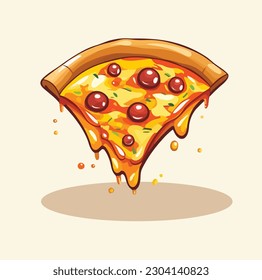 Slice Of Pizza Vector Cartoon Style Illustration