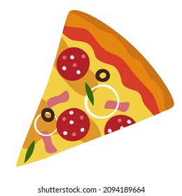 A slice of pizza. Vector element isolated on white background.