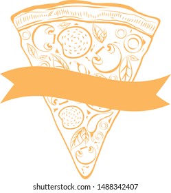 A slice of pizza. Vector slice of pizza. Pizza elements. Stock Vector illustration.