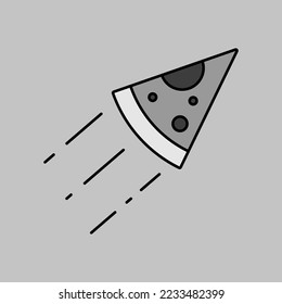Slice of pizza vector grayscale icon. Fast food delivery symbol. Delivery sign. Graph symbol for cooking web site and apps design, logo, app, UI