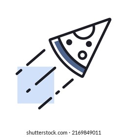 Slice of pizza vector icon. Fast food delivery symbol. Delivery sign. Graph symbol for cooking web site and apps design, logo, app, UI
