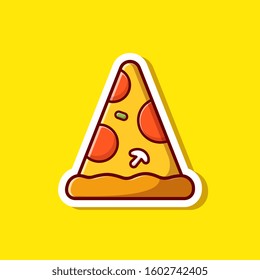 Slice Pizza Vector Icon Illustration. Food Object Icon Concept Isolated Premium Vector. Flat Cartoon Style