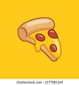 Slice of pizza vector icon illustration isolated cartoon style.