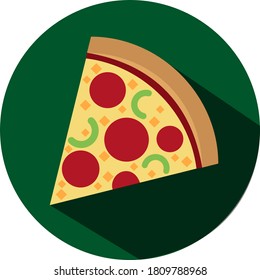 Slice of pizza vector icon. Junk food vector illustration.