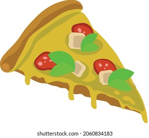 Recorte del icono del vector de pizza. Pizza con salchichas, queso y hierbas