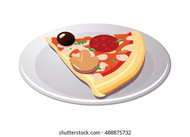 Slice of pizza. Vector illustration of tasty pizza.
