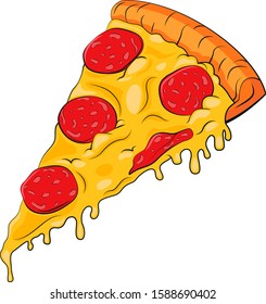 Slice of pizza vector illustration. Slice of pizza in vibrant colors. Food illustration. 