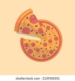 slice pizza in vector, pizza in top view