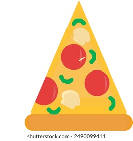 Slice of pizza white background with tomatoes mushrooms