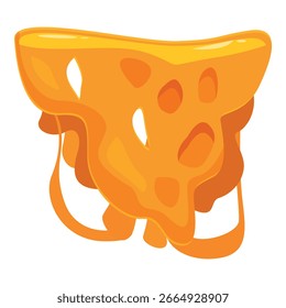 Fatia de queijo processado está derretendo, criando uma cascata visualmente atraente de bondade gooey