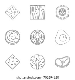 Slice product icon set. Outline set of 9 slice product vector icons for web isolated on white background