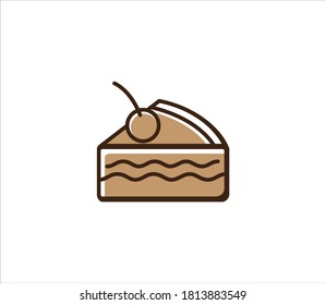 a slice of pudding cake vector icon illustration in simple outline style for bakery and pastry shop
