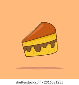 Slice of Pudding Cartoon Vector Icon Illustration. Food Snack Icon Concept Isolated Premium Vector. Flat Cartoon Style