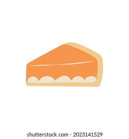 Slice of pumpkin pie in abstract style. Autumn pie for Thanksgiving. Vector