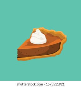 A Slice Of Pumpkin Pie With A Dollop Of Whipped Cream.