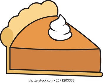 Slice of pumpkin pie isolated vector illustration.	