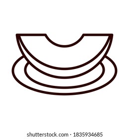 slice pumpkin in the saucer vector illustration line icon style