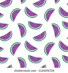 slice of purple watermelon on a white background pattern summer sweet seamless vector.