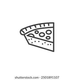 Rebanada de icono de línea quiche. signo de estilo lineal para el concepto móvil y el Diseño web. Icono de Vector de contorno de quiche. Símbolo, ilustración del logotipo. Gráficos de Vector