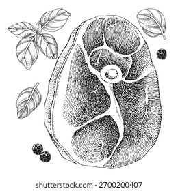 Fatia de vetor de nó de porco cru