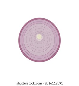 A slice of red onion on a white background. A vector image.