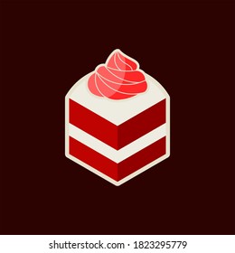 Slice red velvet cake sticker print, art design food and bakery template inspiration