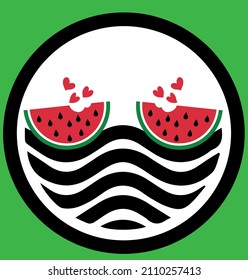 Slice of red watermelon on abstract background