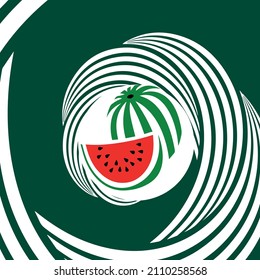 Slice of red watermelon on abstract background