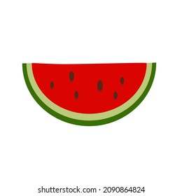 A slice of red watermelon. Vector object, simple flat design. Isolated on a white background