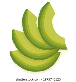 Slice of ripe avocado. Simple drawing in cartoon style. Vector illustration isolated on white background