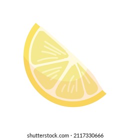 A slice of ripe lemon. Citrus fruit. Vector illustration isolated on white background.