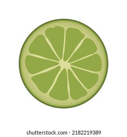 Slice of ripe lime on white background
