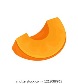 Rebanada de un vector de calabaza madura Ilustración sobre un fondo blanco