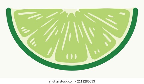 Slice of ripe sour lime in vintage style, isolated vector illustration